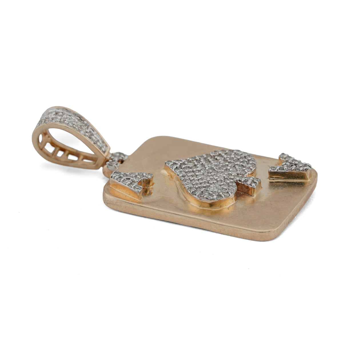 Spades Ace Charm 0.5ct Natural Diamond 10K Gold Men Women Pendant