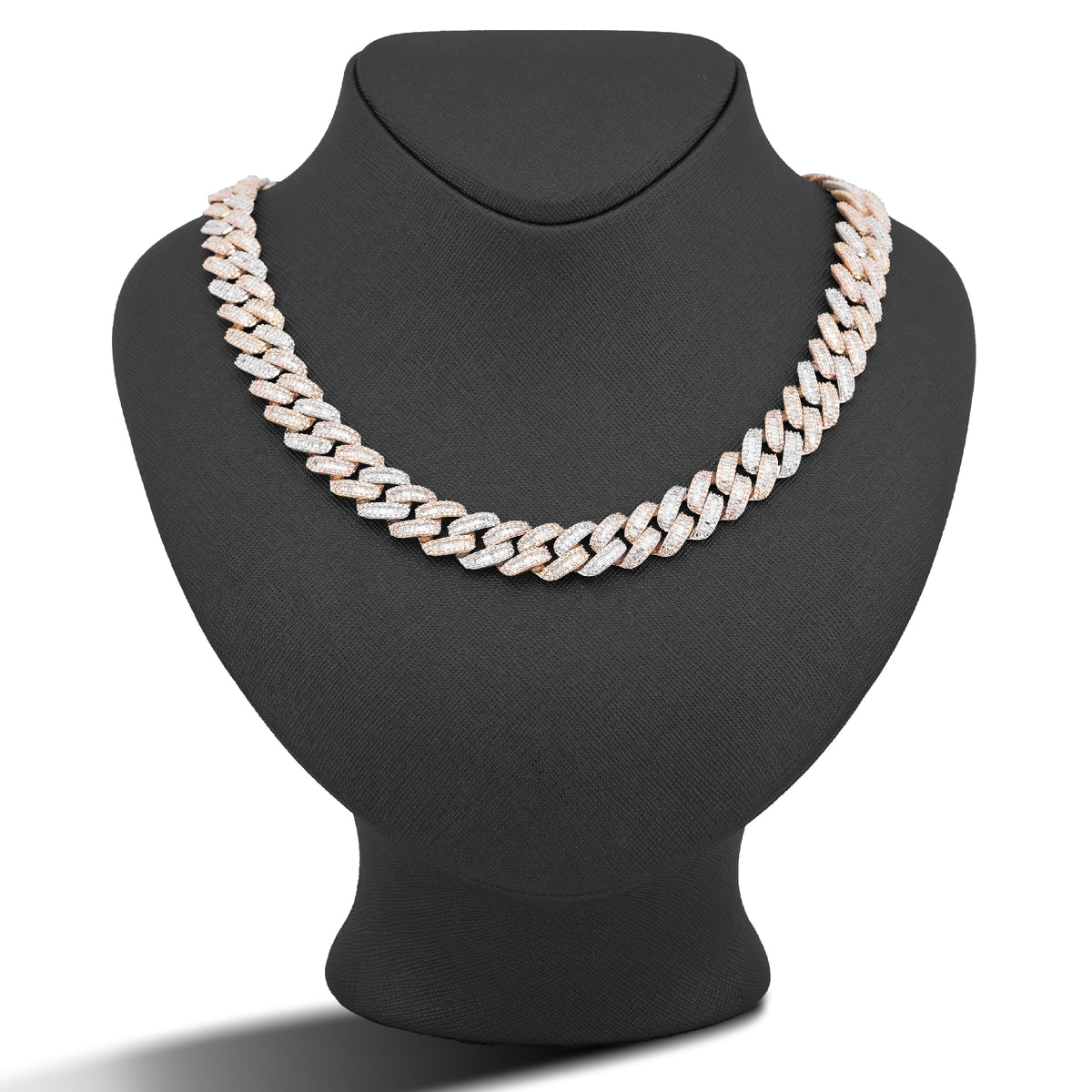 10K Rose Gold 8.60CT Natural Diamond Snake Cuban link Chain 10MM 22" Men Necklace — view 3