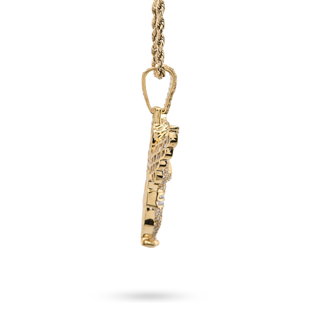 10K Yellow Gold 2.10 Natural Diamond Angel Charm Religious Pendant — view 3