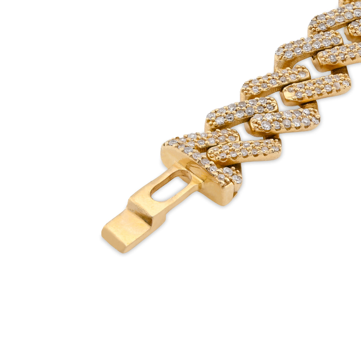10K Yellow gold 3.45CT Natural Diamond Baguette/Round Butterfly and Cuban Link Bracelet Women 7" — view 4