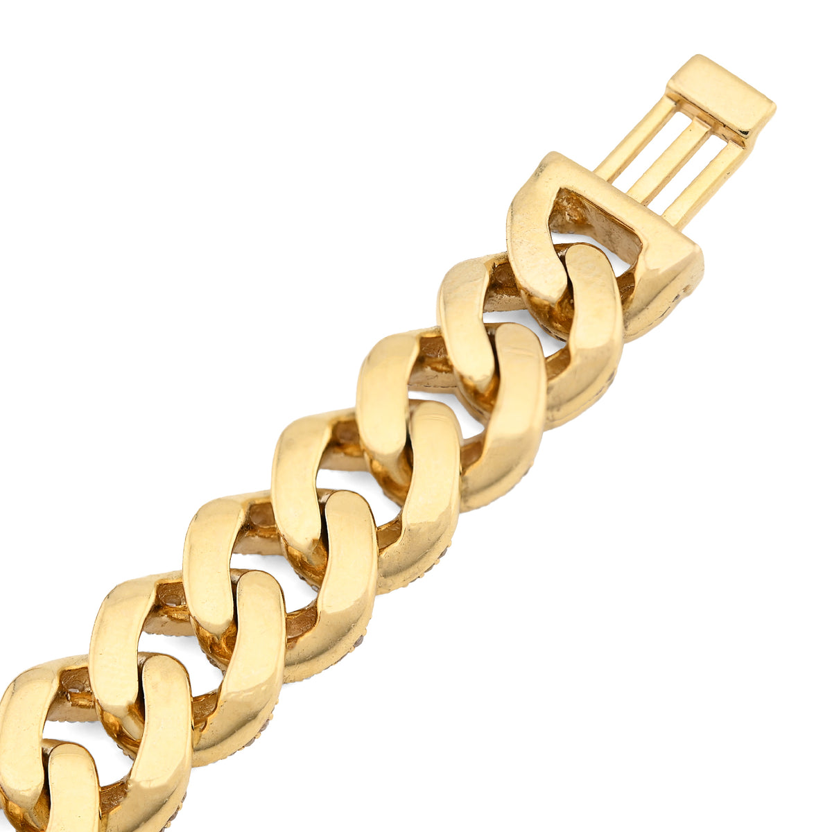 10K Yellow Gold 10MM Natural Diamond 5.47CT Round/Baguette Cuban Link Bracelet 8" Men 41.4g  — view 8
