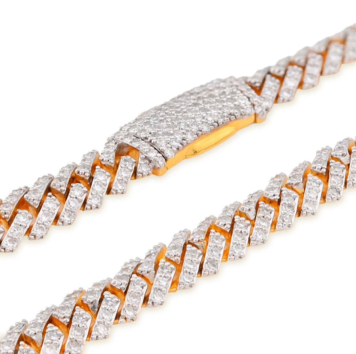 925 Yellow Silver 12.87CT 8MM Lab Diamond Snake Cuban Link Chain 21" Necklace — view 4