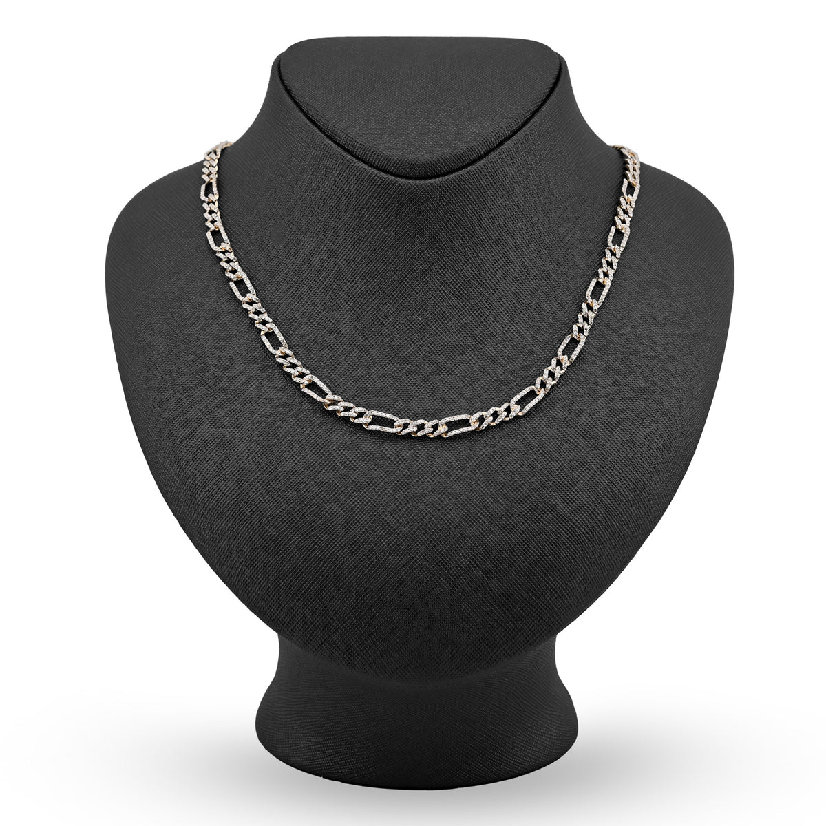 10K Yellow Gold 7.50 CT Natural Diamond 5.5 MM Figaro Chain 20" Men Women Necklace — view 1