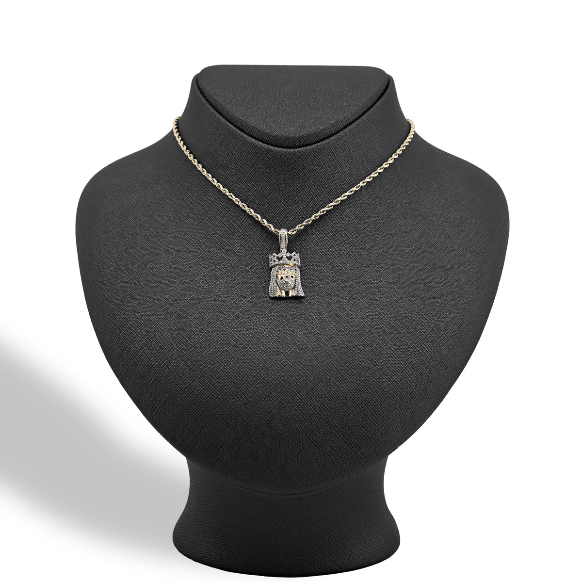 10K Yellow Gold 0.20 CT Natural Diamond Jesus Head Pendant — view 2