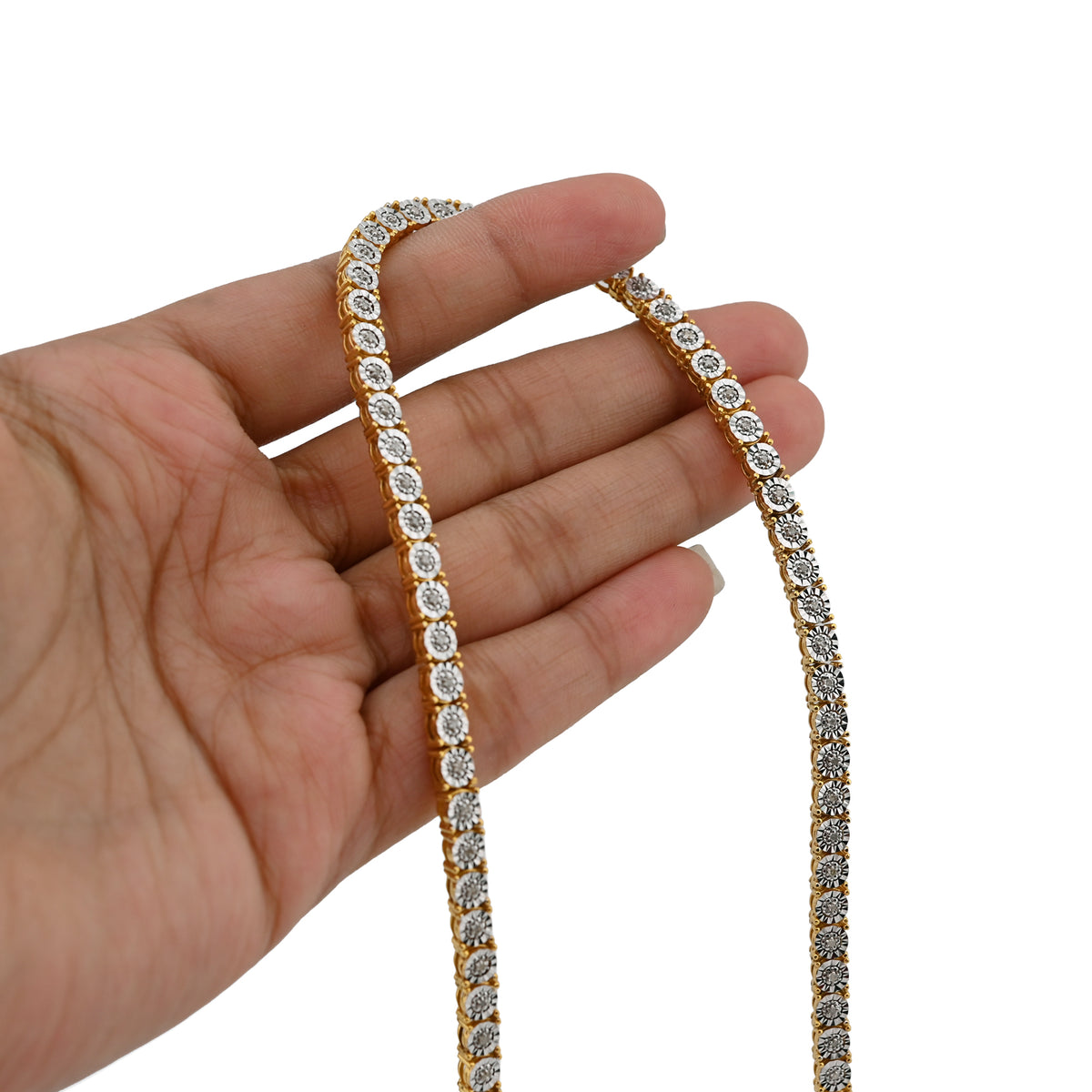 925 Yellow 2CTW Natural Diamond Tennis Chain 4.5MM Necklace 18" Men — view 7
