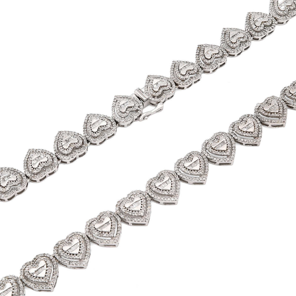 925 SS 6 CT Natural Diamond Heart Shape link Necklace Women Chain — view 5