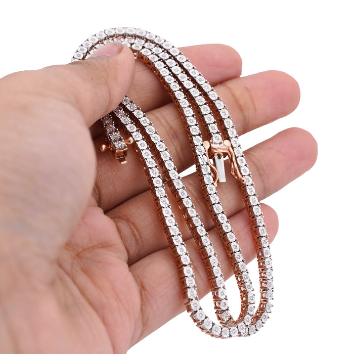 10K Rose Gold 0.78CT Natural Diamond 2.5MM Illusion Tennis Chain 18" Men Women Necklace — view 1
