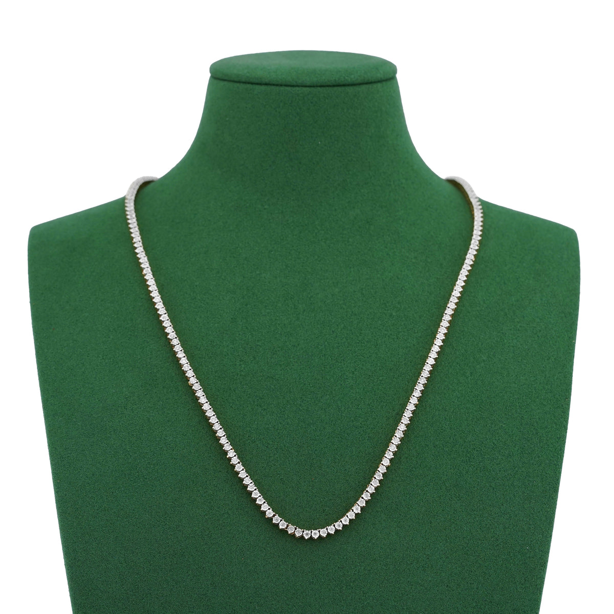 10K Yellow Gold 2CT Natural Diamond Illusion Set Tennis Chain 20" Men Women Necklace — view 7