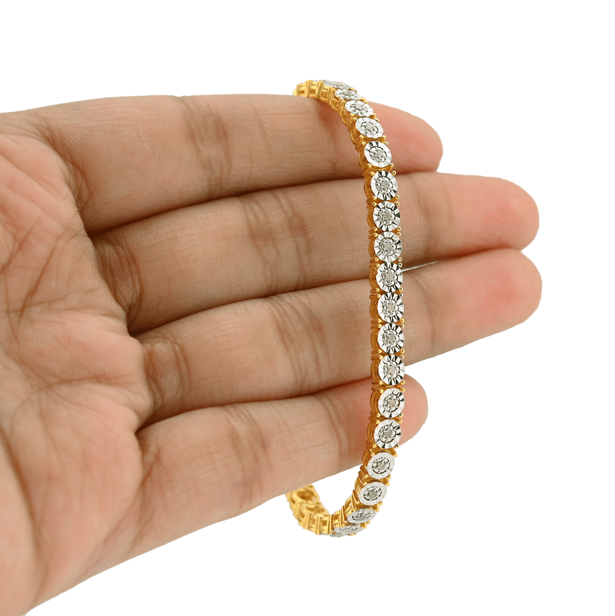 925 Yellow 0.6CTW Natural Diamond Tennis Bracelet 4.5MM 7" Men — view 3