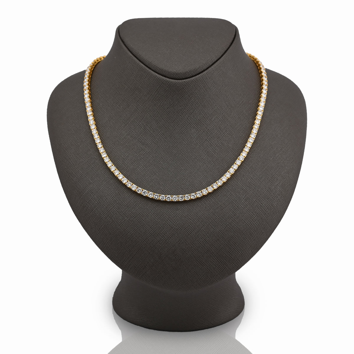 10K Yellow Gold 25.8CT Lab Diamond 25 pointer 22" Tennis Chain 3.5MM Men Women Necklace — view 9