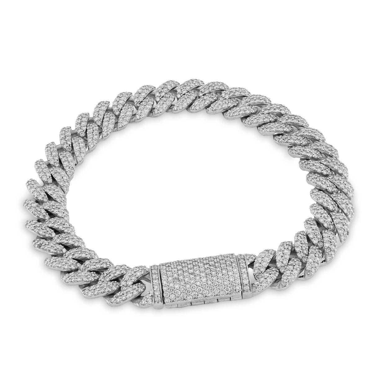 925 SS 9.50 CT Lab Diamond Cuban Link 10mM Chain 42.8g 8" Men Women Bracelet — view 7