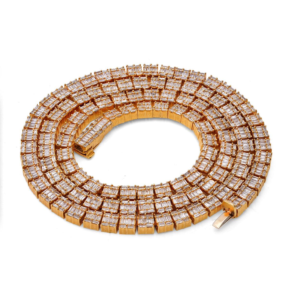 10K Yellow Gold All Baguette Natural Diamond 8CT Tennis Chain 21" Men Necklace — view 6