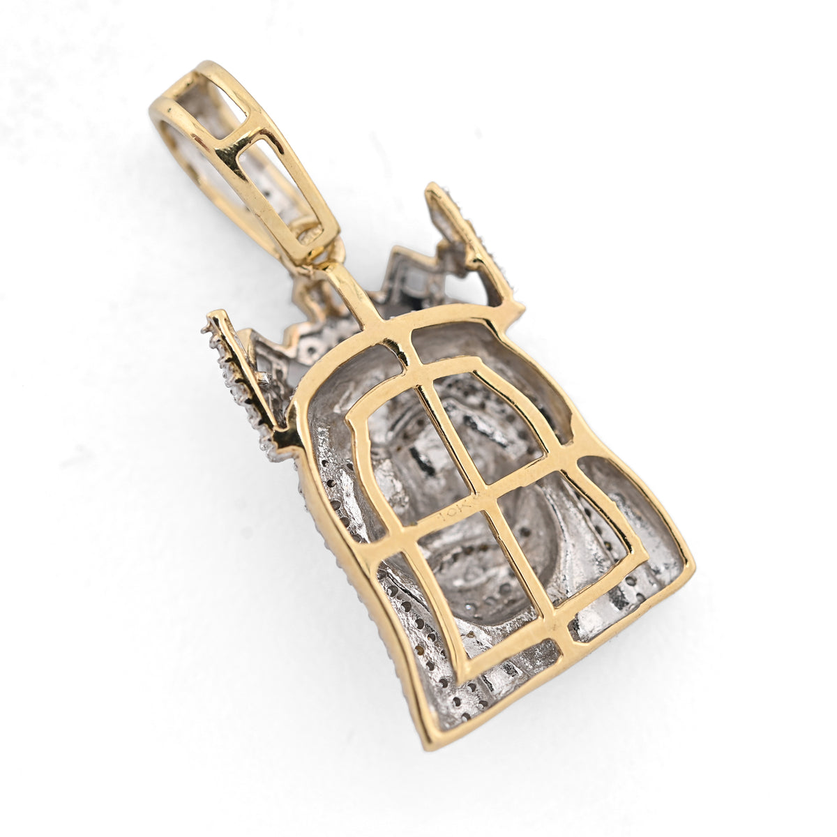10K Yellow Gold 0.20 CT Natural Diamond Jesus Head Pendant — view 8