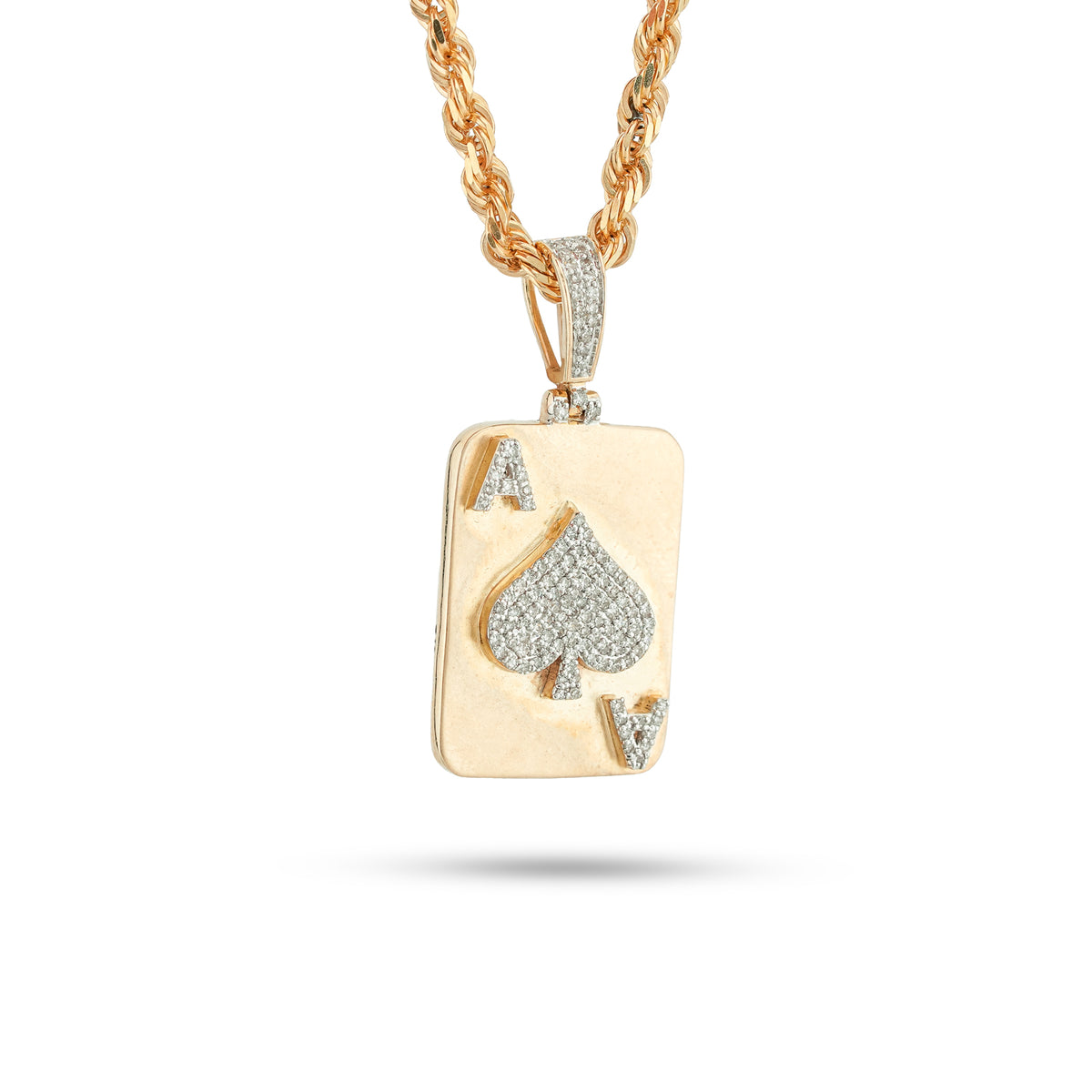Spades Ace Charm 0.5ct Natural Diamond 10K Gold Men Women Pendant