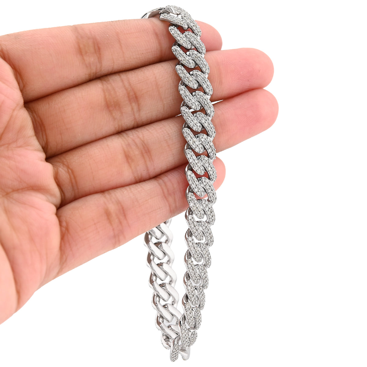 10K White Gold 5.35CT Natural Diamond Round 10MM Cuban Link Men Women 8" Bracelet 35.3g — view 5