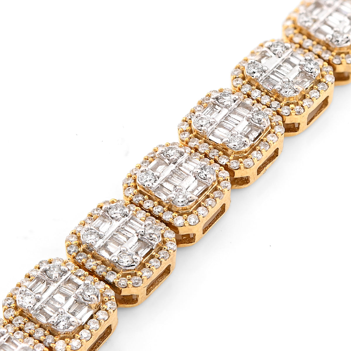 10K Yellow Gold Round/Baguette 4.12CT Natural Diamond Tennis Bracelet 6MM 8" Men Women 18.2g — view 3