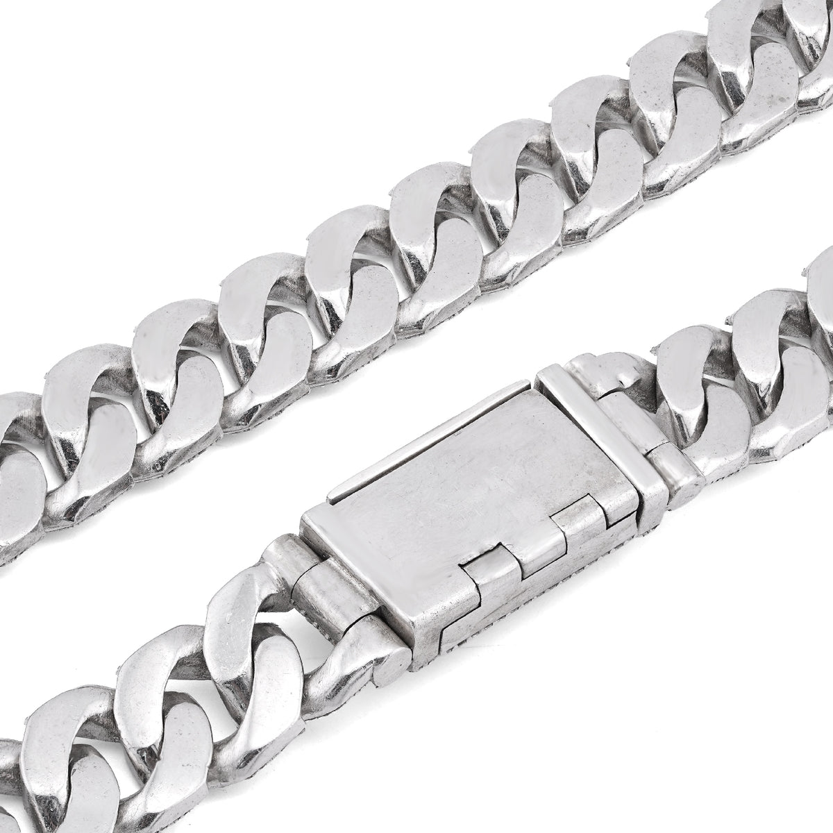 925 SS 15MM Natural Diamond 23CT Snake Cuban Link Chain 24" Men Necklace — view 7
