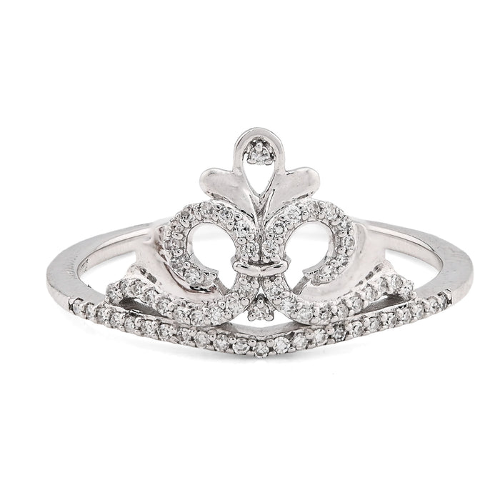 925 WS 0.10CT Natural Diamond Princess Crown Women Band RING — view 1