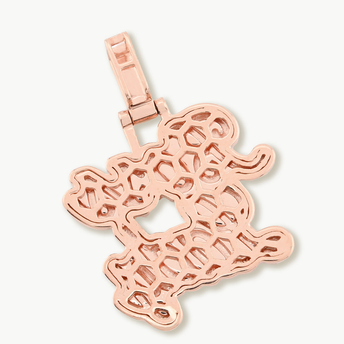 10K Rose Gold 1.12 CT Natural Diamond "BOSS LADY" Pendant Women 36 MM — view 5