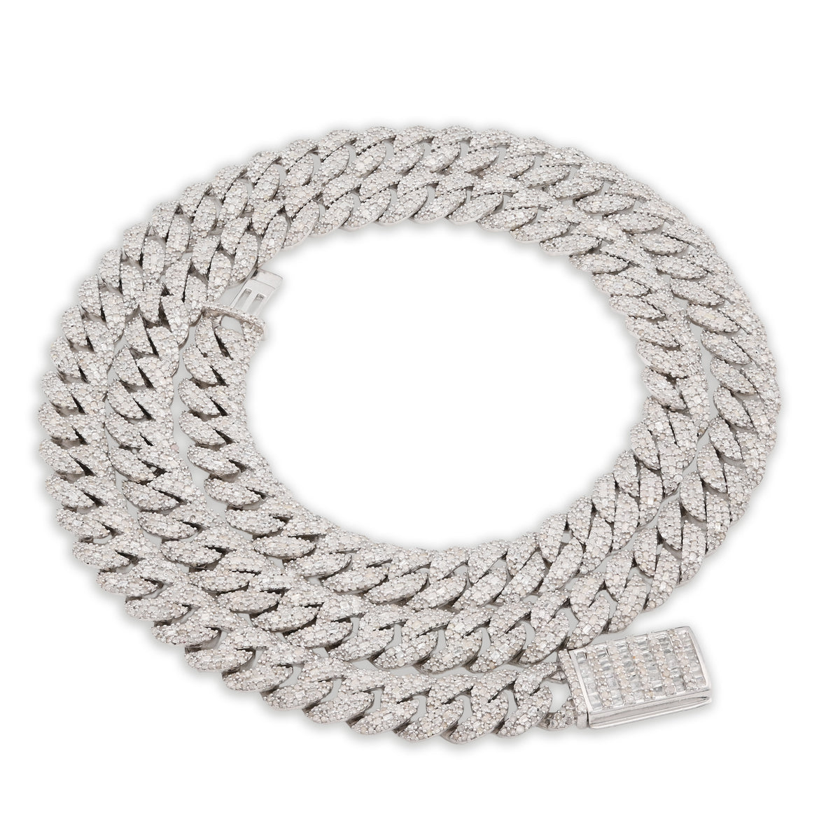 925 Sterling Silver 11.67 CT Natural Diamond 8 MM Cuban Link Necklace 22" Men Chain 72.6 g — view 5