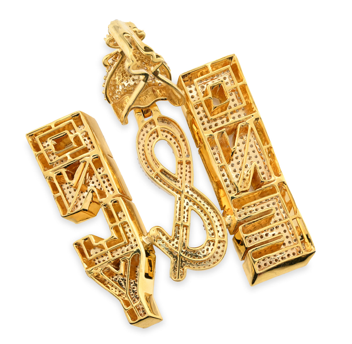 10K Yellow Gold "ONE & ONLY" Money Bag Custom Pendant 8CT Natural Diamond Men Charm — view 7