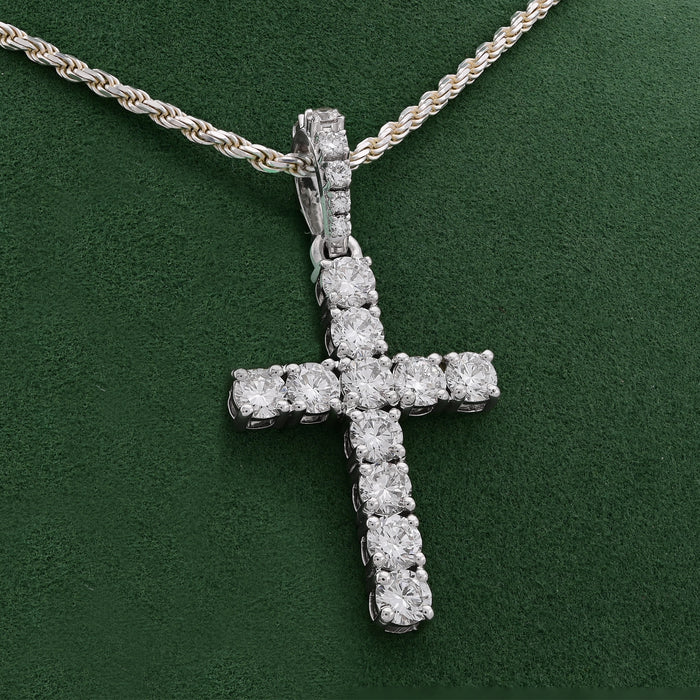 50 Pointer Cross Pendant 8.875CT Lab Diamond Round Solitaire Men Women Charm — view 1