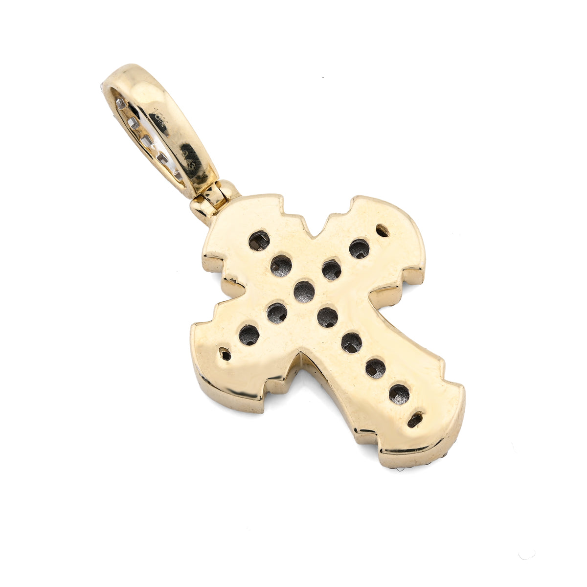 10K Yellow Gold Round & baguettes 0.43 CT natural Diamond Cross Charm 33.3 MM — view 8