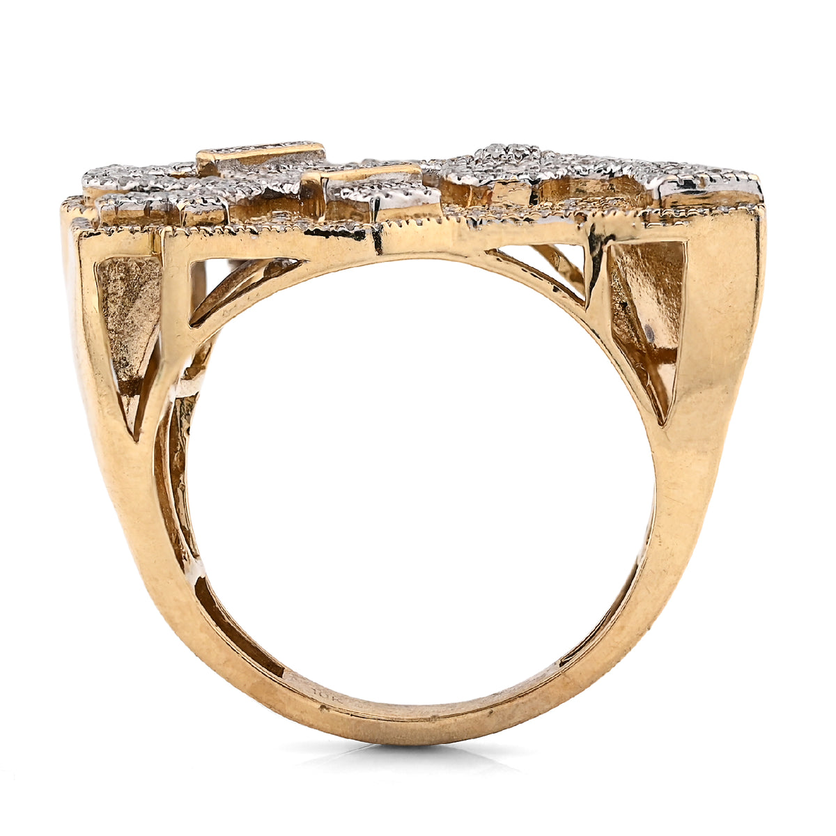 10K Yellow Gold 1.05CT "$", "Electric Plug", "Gun" Men Custom Natural Diamond Ring — view 6