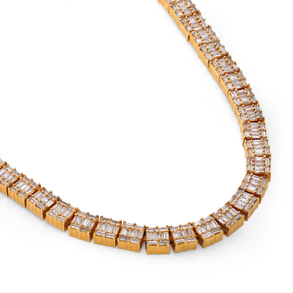 10K Yellow Gold All Baguette Natural Diamond 8CT Tennis Chain 21" Men Necklace — view 3