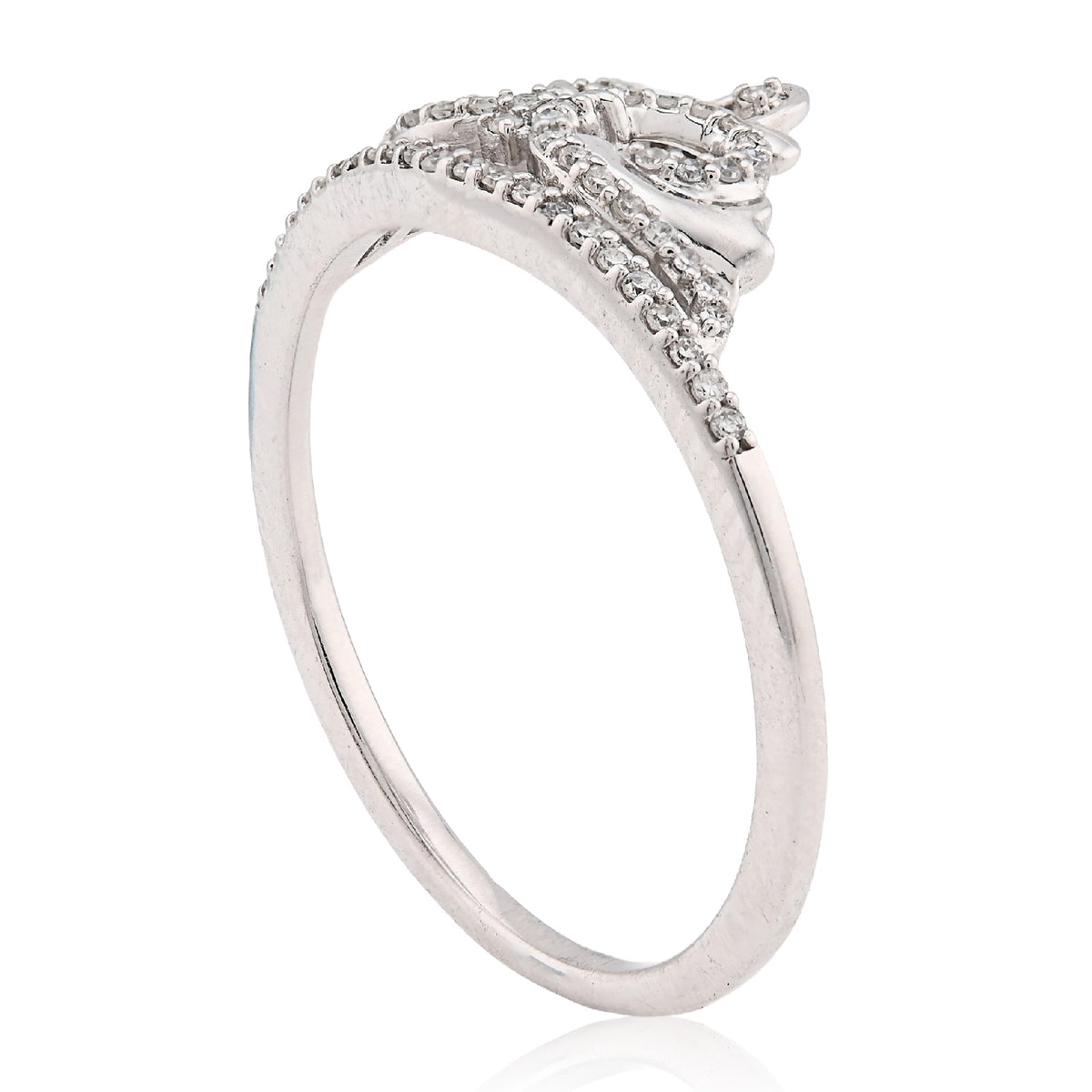 925 WS 0.10CT Natural Diamond Princess Crown Women Band RING — view 7
