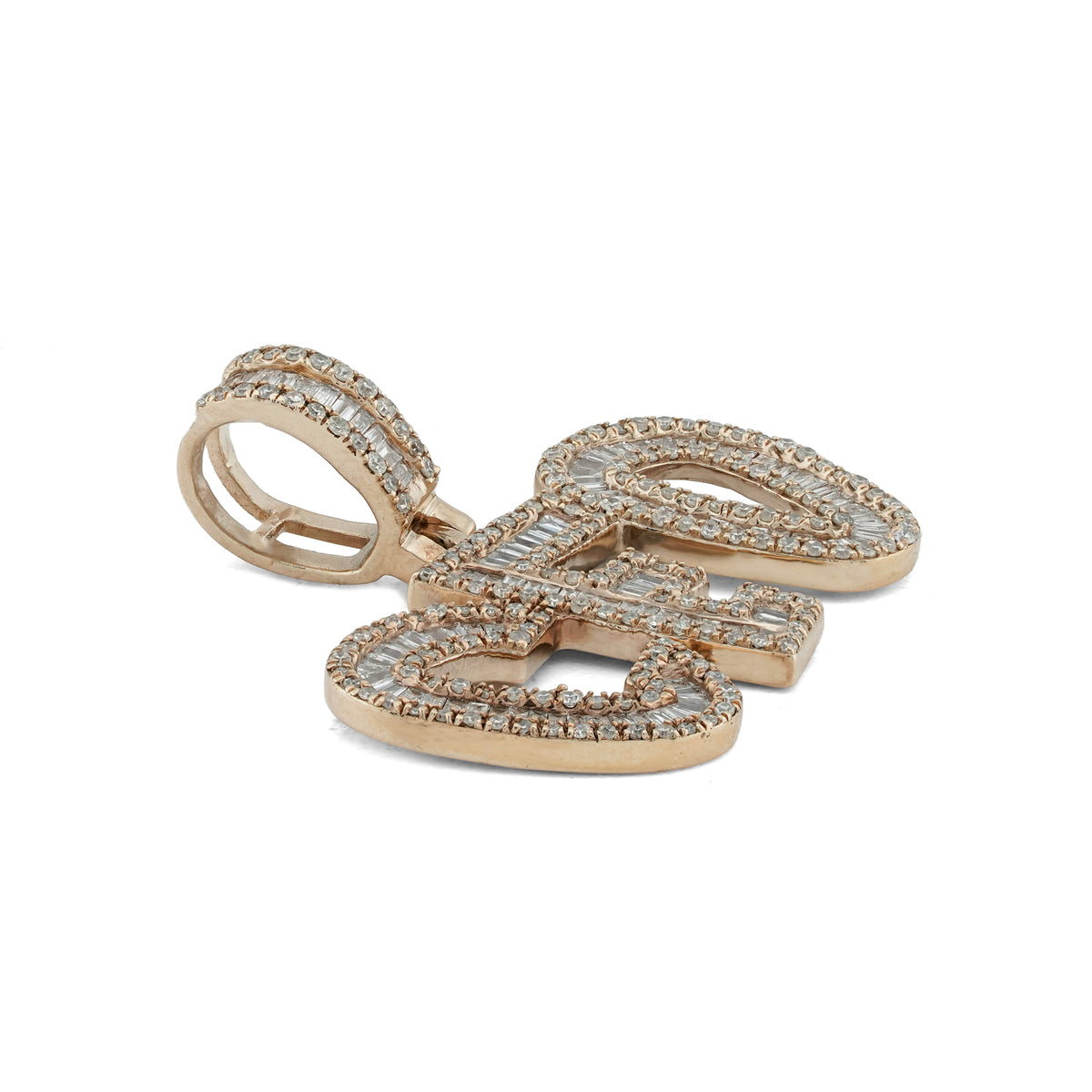 CEO Charm Baguette/ Pointer 2ct Natural Diamond 10K Gold Men Women Pendant
