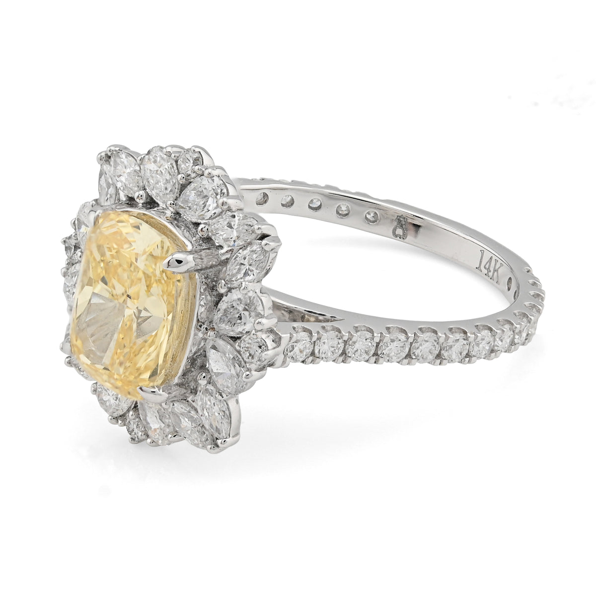 14K White Gold 3.15 CT Lab Diamond Womens Ring — view 3