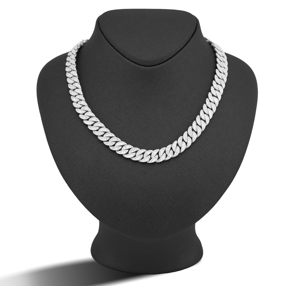 925 SS 16.25CT Natural Diamond Baguette Cuban Link 12MM Men Chain 22" Necklace — view 8