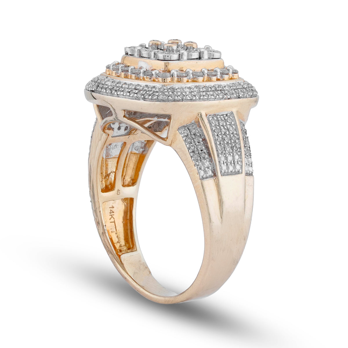 Multi Level Halo Ring Illusion set Natural Diamond 0.75CT 14K Yellow Gold Ring