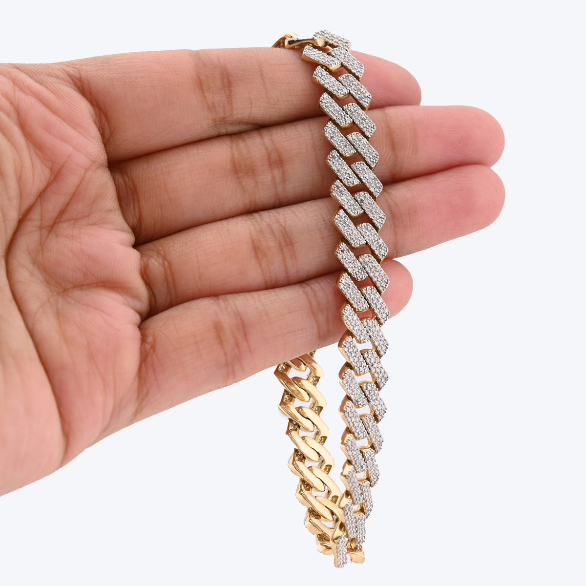 10K yellow Gold 3.64CT Natural Diamond 10MM Cuban Link Bracelet 8" Men Women 27.8g  — view 10
