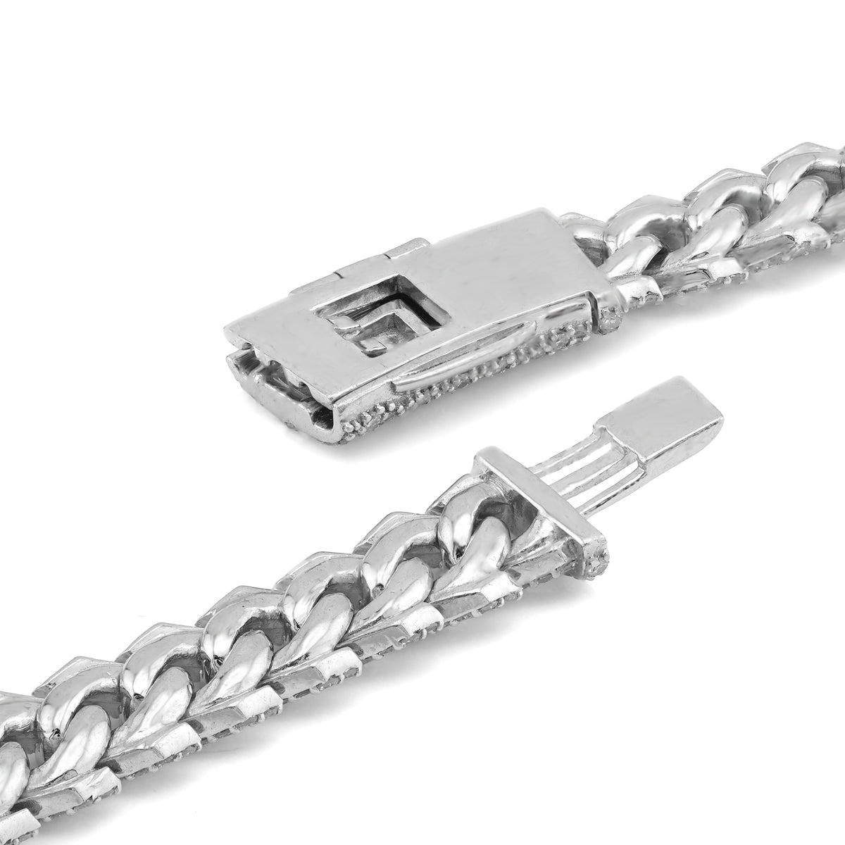 925 SS 22.85CT Lab Diamond 10MM Snake Cuban Link Chain 10MM 22" — view 3