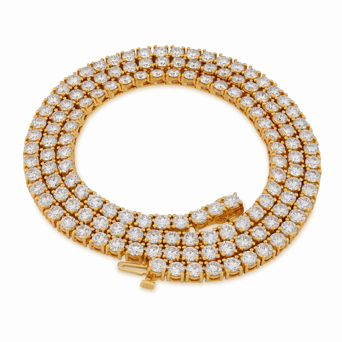 10K Yellow Gold 25.8CT Lab Diamond 25 pointer 22" Tennis Chain 3.5MM Men Women Necklace — view 4