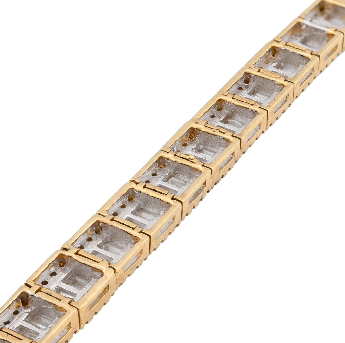 10K Yellow Gold 7.50CT Natural Diamond Round/Baguette Rectangular Link Bracelet 7.8MM 8" Men Women 30.2g — view 8