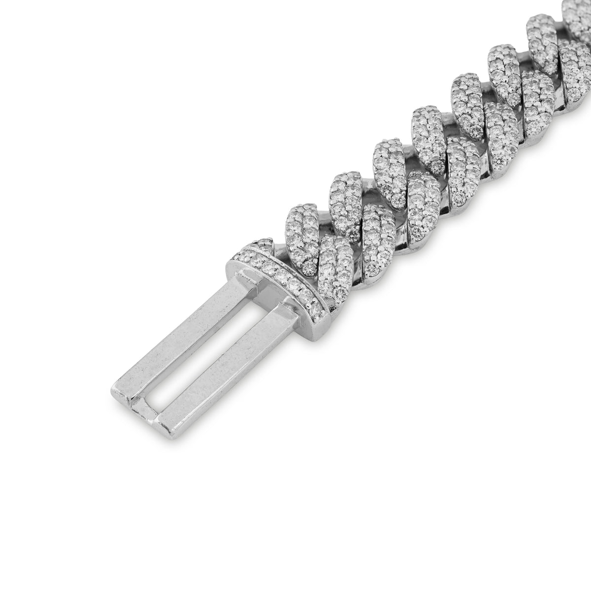 925 SS 9.50 CT Lab Diamond Cuban Link 10mM Chain 42.8g 8" Men Women Bracelet — view 3