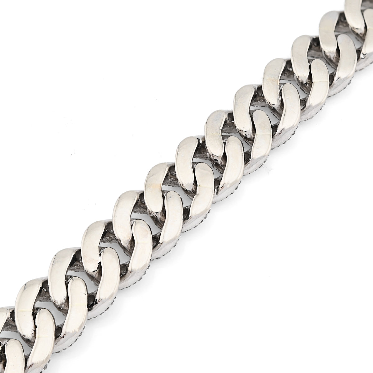 10K White Gold 3.90CT Natural Diamond Round/Baguette 8.5MM Cuban Link Bracelet Men 7.5" — view 4