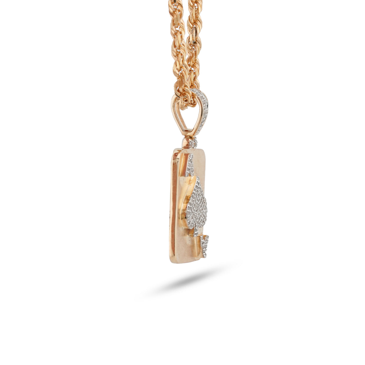 Spades Ace Charm 0.5ct Natural Diamond 10K Gold Men Women Pendant