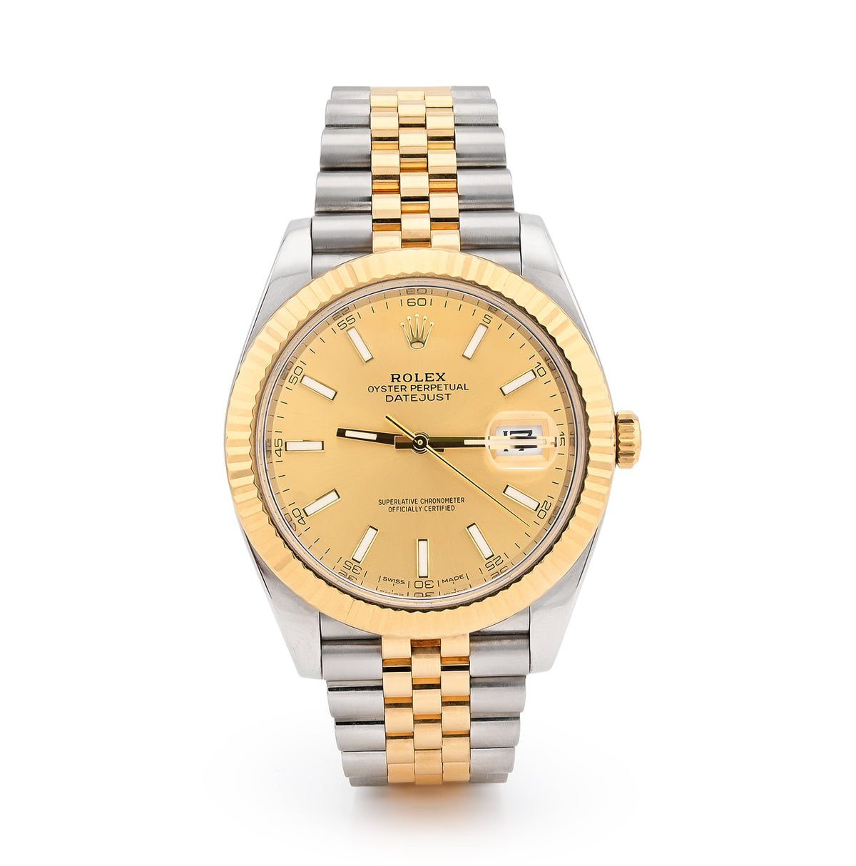 41MM Rolex DJ 2 Tone 18K yellow Gold Jubilee Band champagne face  — view 5