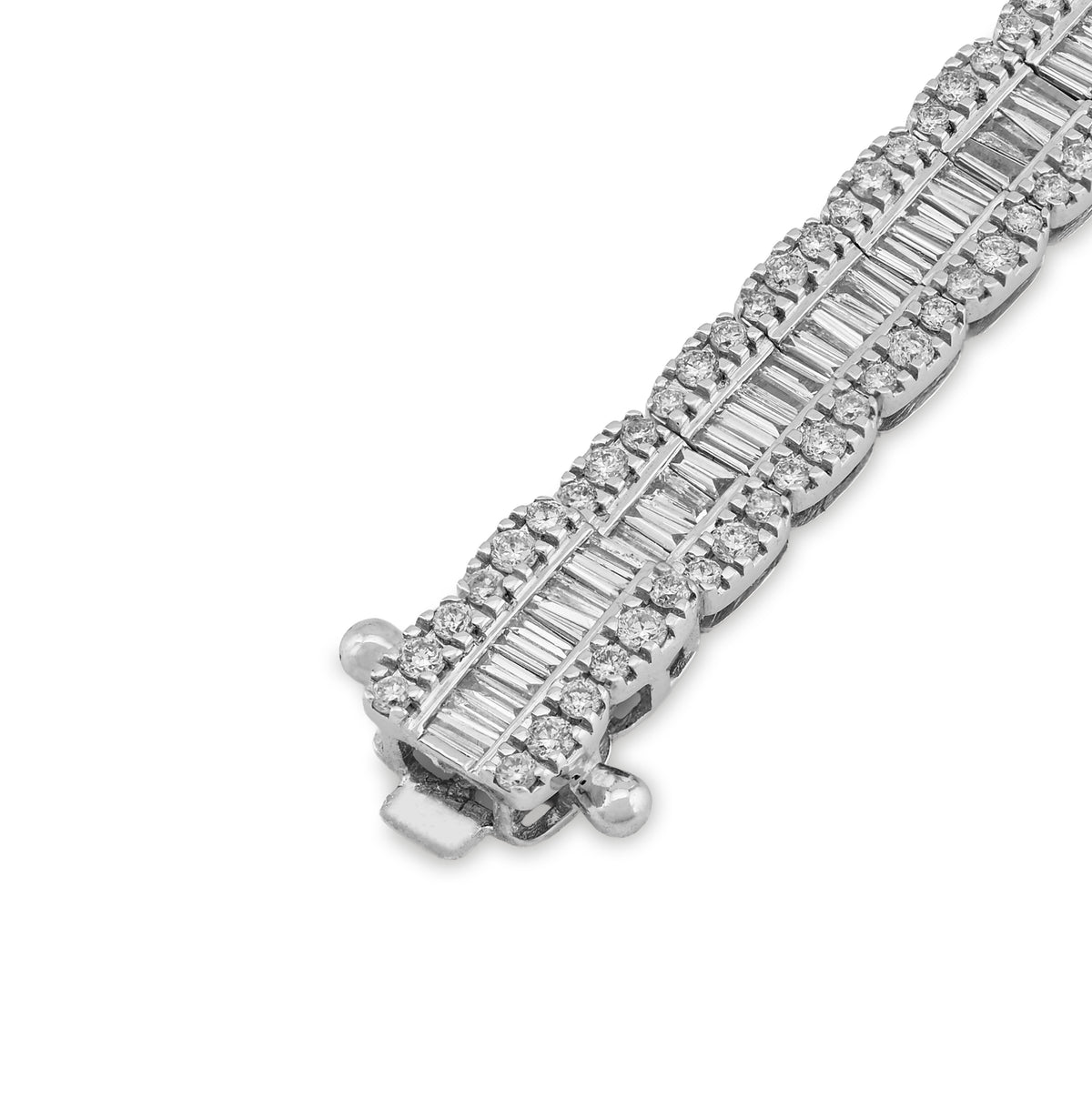 10K White Gold 4.76 CT Natural Diamond Round/baguette Single Row 6.5MM 8" Tennis Bracelet Men Women 16g — view 4