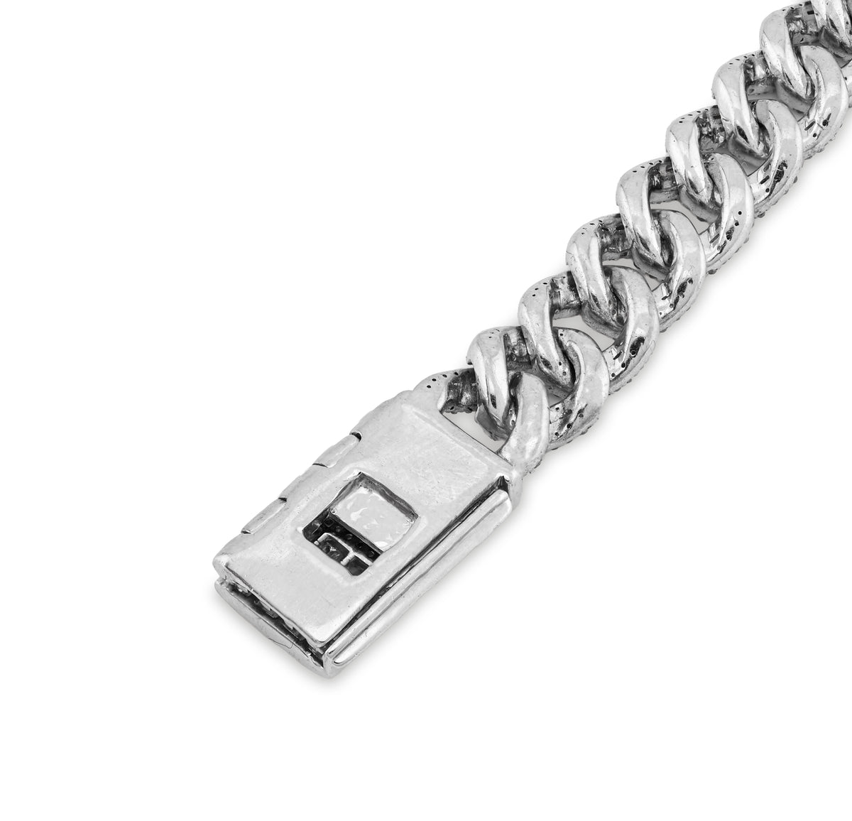 925 SS 4.6CT Natural Diamond Round/Baguette Round Cuban Link 8MM 8" Men Bracelet 26.1g — view 6