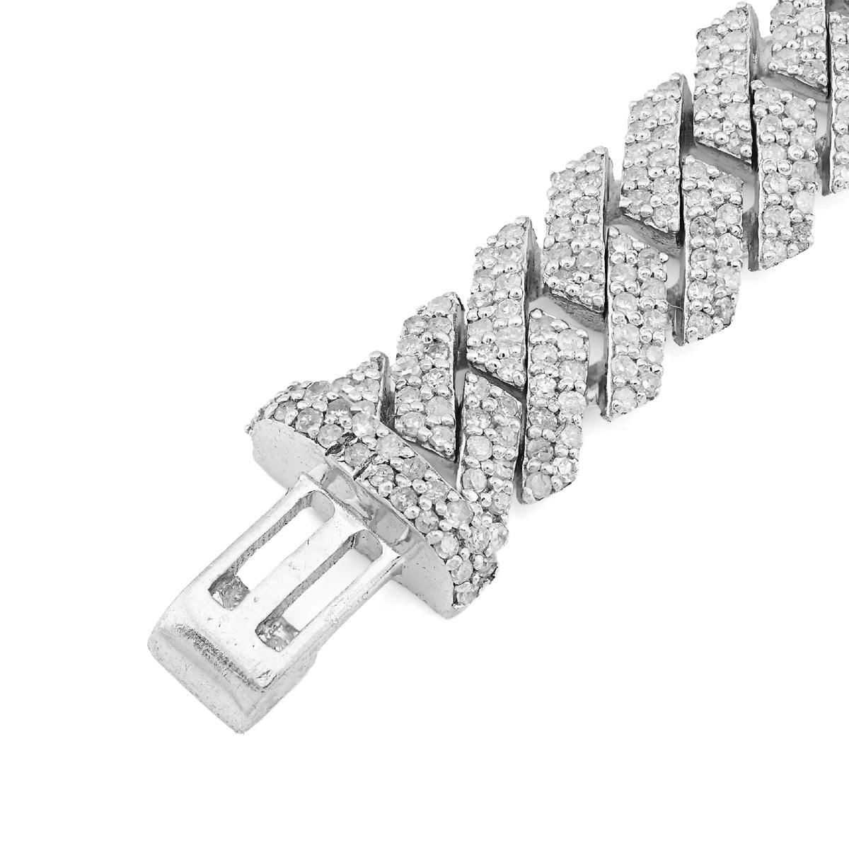 925 SS 4.2CT Natural Diamond Snake Cuban Link 8MM Mens 8" Bracelet 21.9g — view 4