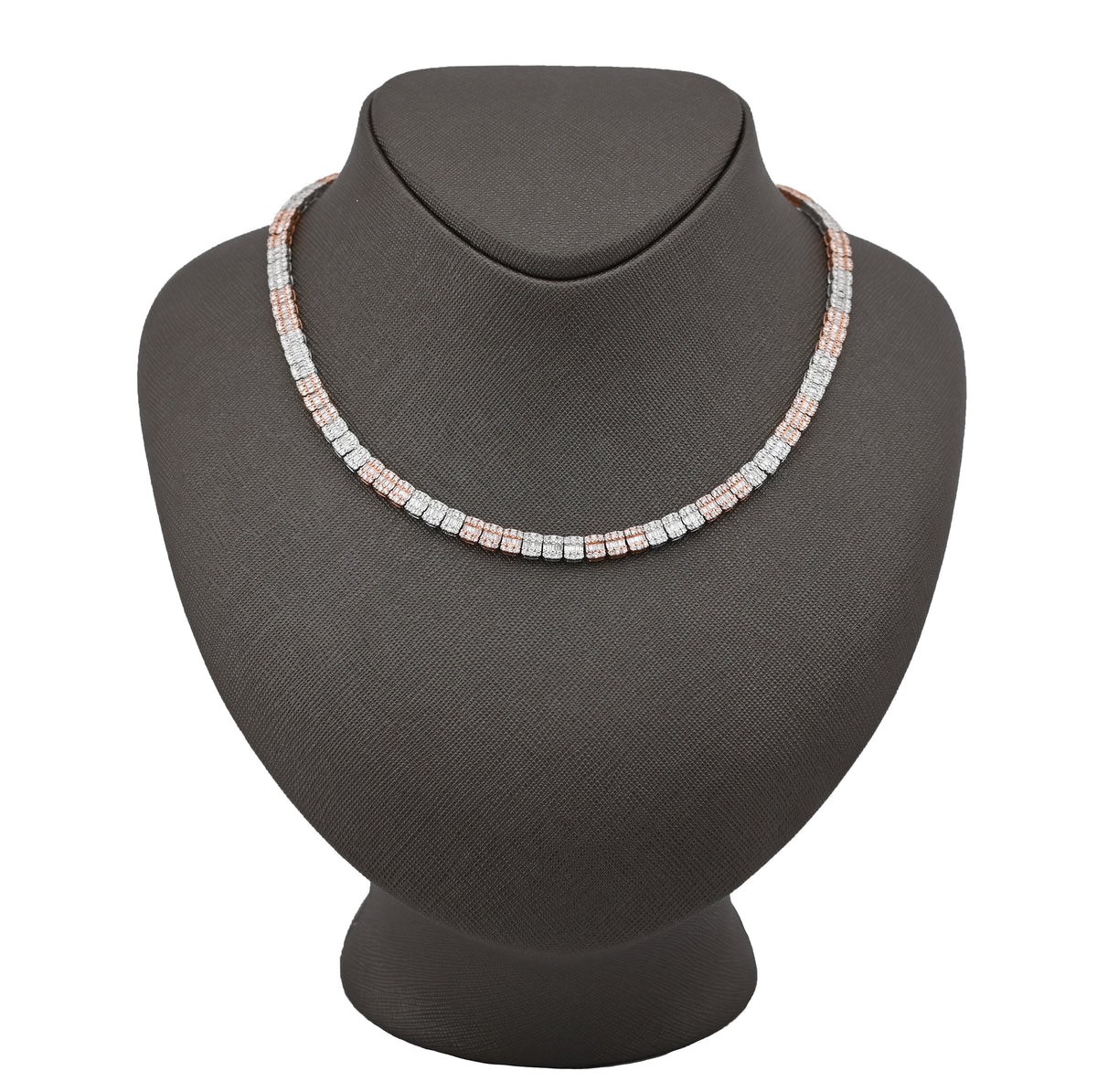 10K Rose/White Gold 9CT Natural Diamond Round/Baguette Tennis Chain 5MM Men Women 20" CHain — view 7