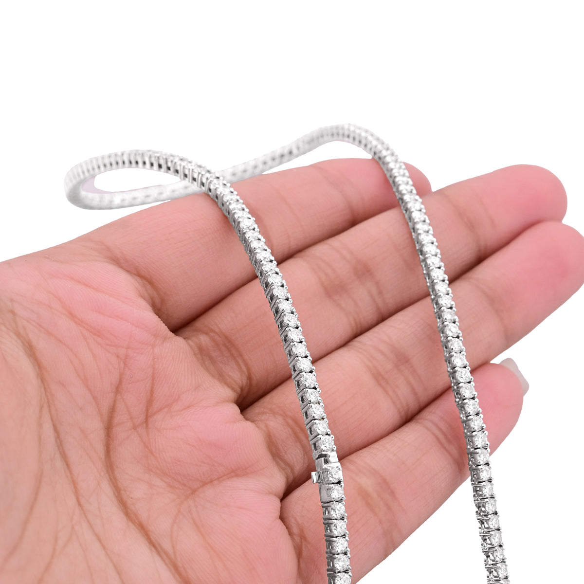 925 SS 9CT Lab Diamond Tennis Chain Men Women Necklace 16" — view 2