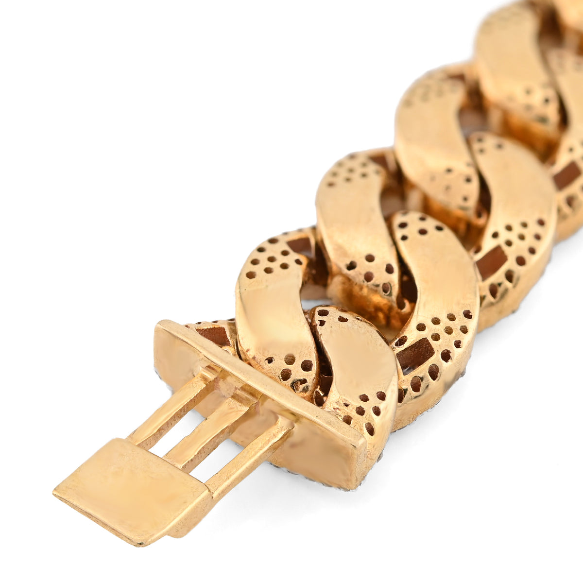 10K yellow Gold 12MM Natural Diamond 6.80CT Round/Baguette Cuban Link Bracelet 8" 40.3g — view 7