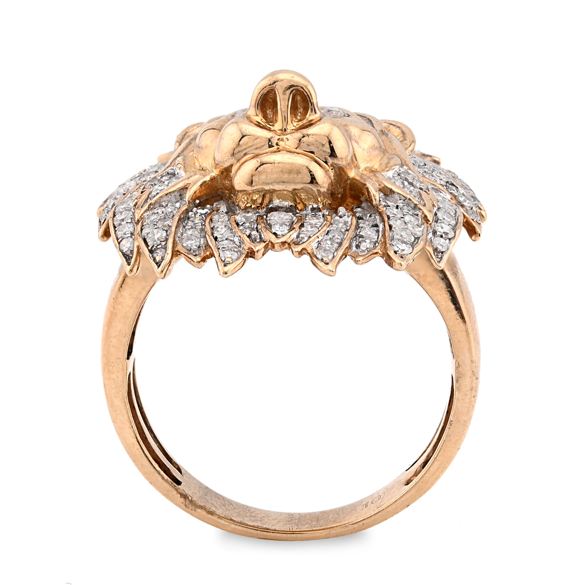 10K Yellow Gold 1.87CT Natural Diamond Lion Head Men Pinky Ring — view 4