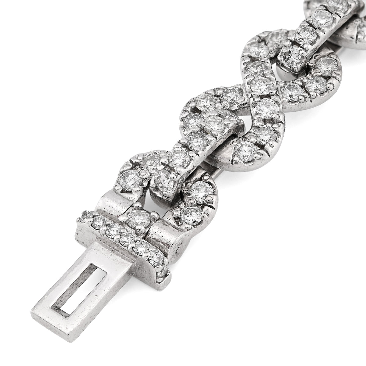 10K White Gold 12.5CT Natural Diamond Infinity Link 11MM Men 51.1g Bracelet 8" — view 4